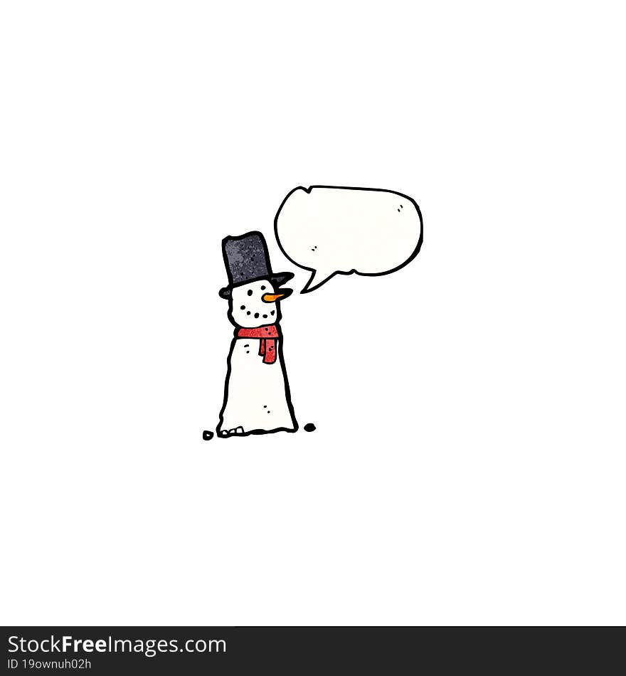 cartoon snowman with speech bubble