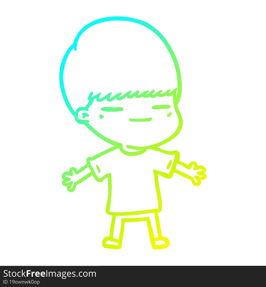 cold gradient line drawing cartoon smug boy