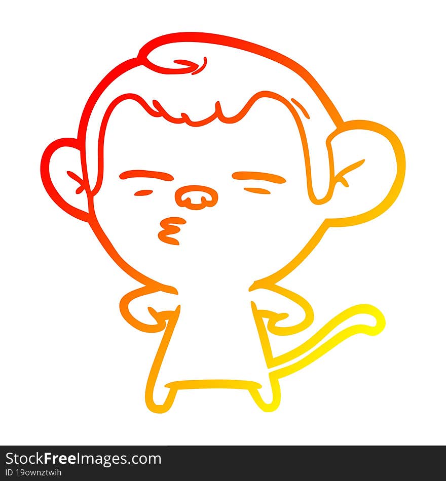 warm gradient line drawing cartoon suspicious monkey