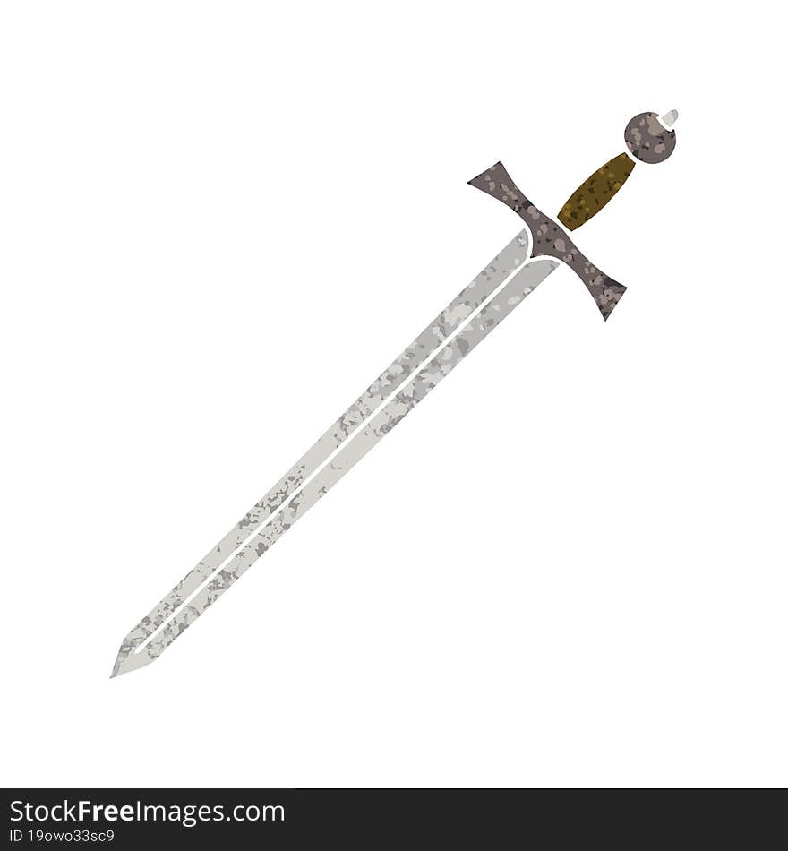 quirky retro illustration style cartoon sword