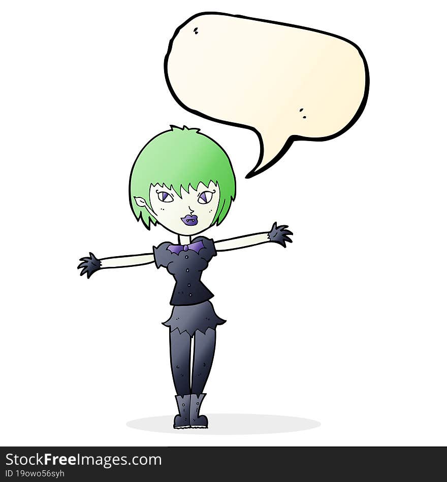 cartoon vampire girl with speech bubble