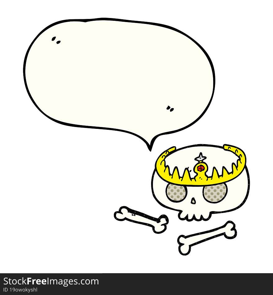 comic book speech bubble cartoon skull wearing tiara