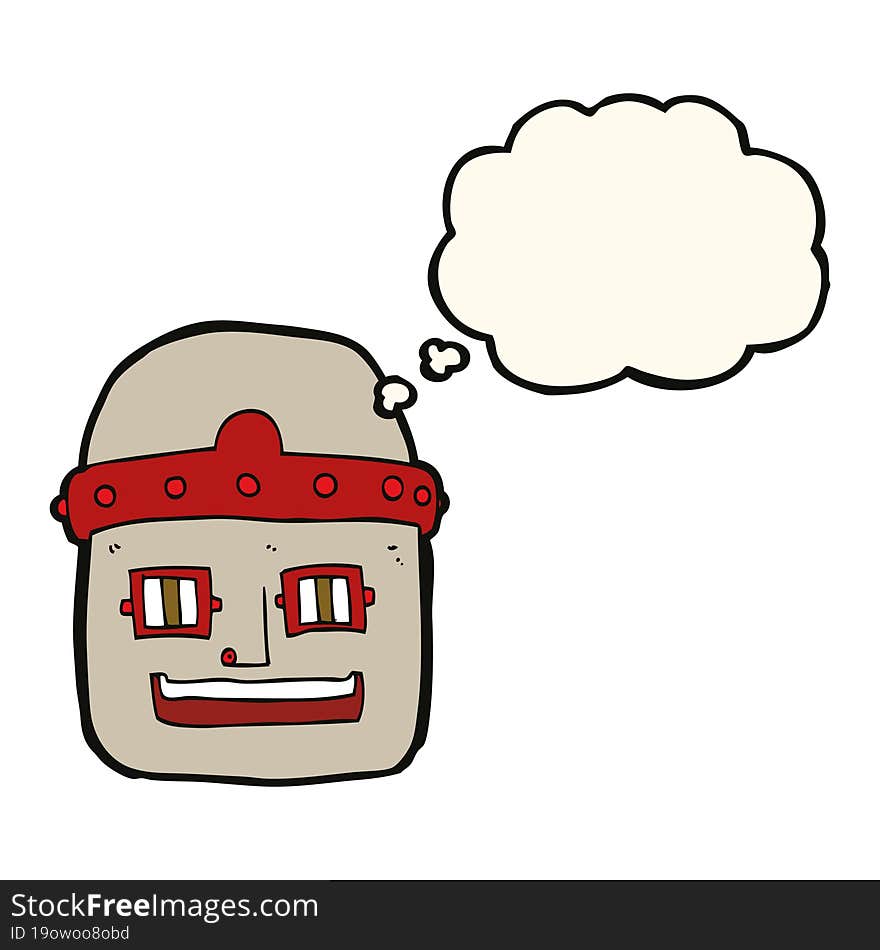 cartoon robot head with thought bubble