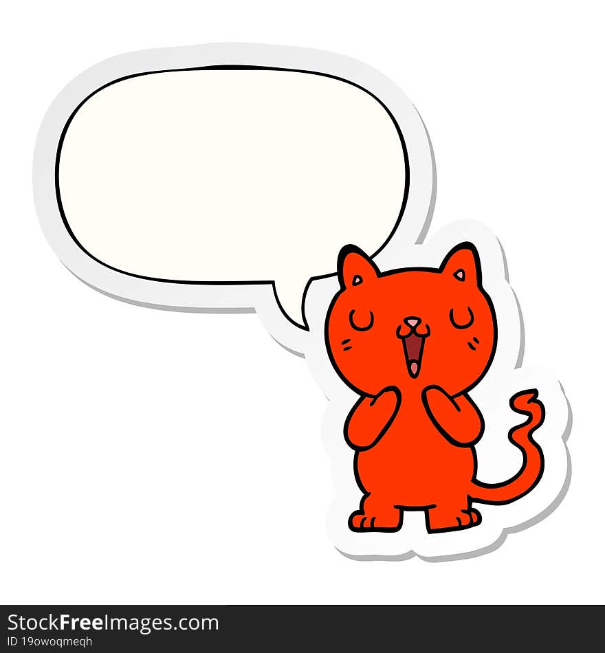 cartoon cat and speech bubble sticker