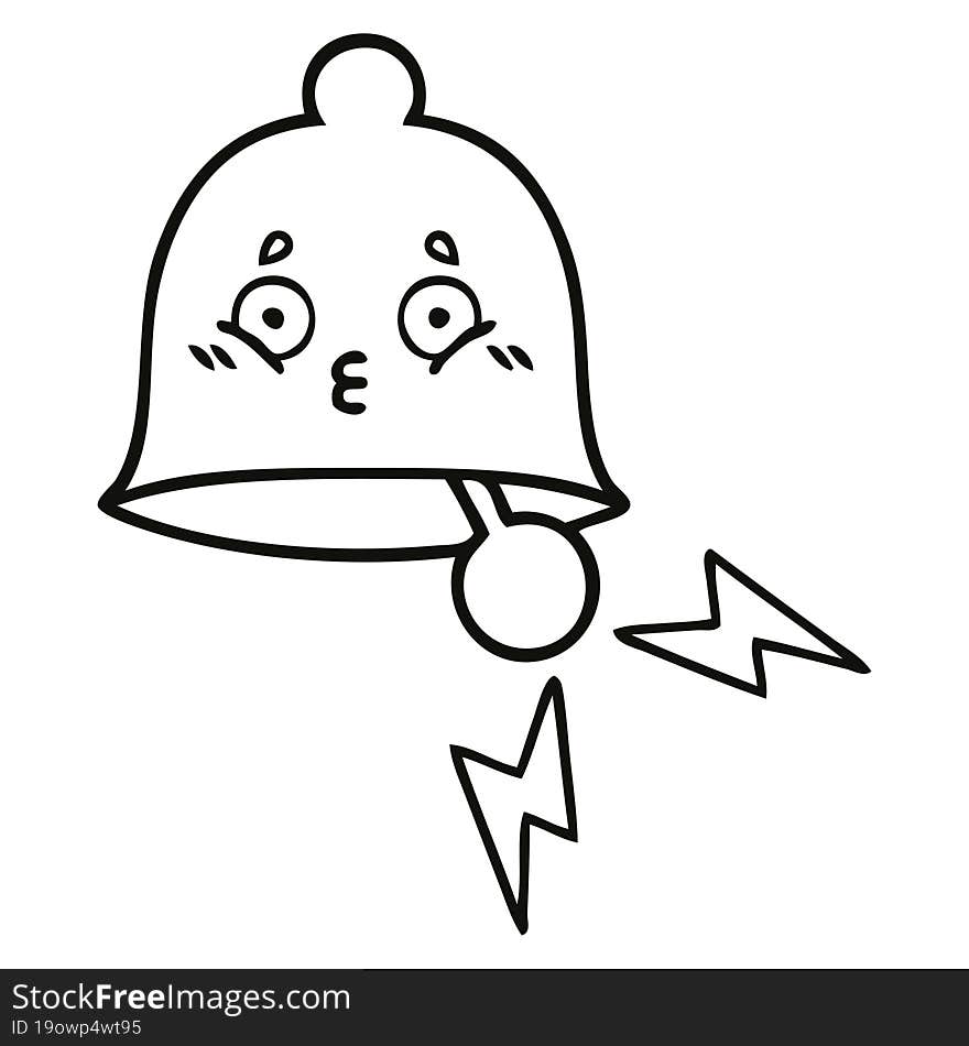 line drawing cartoon of a ringing bell