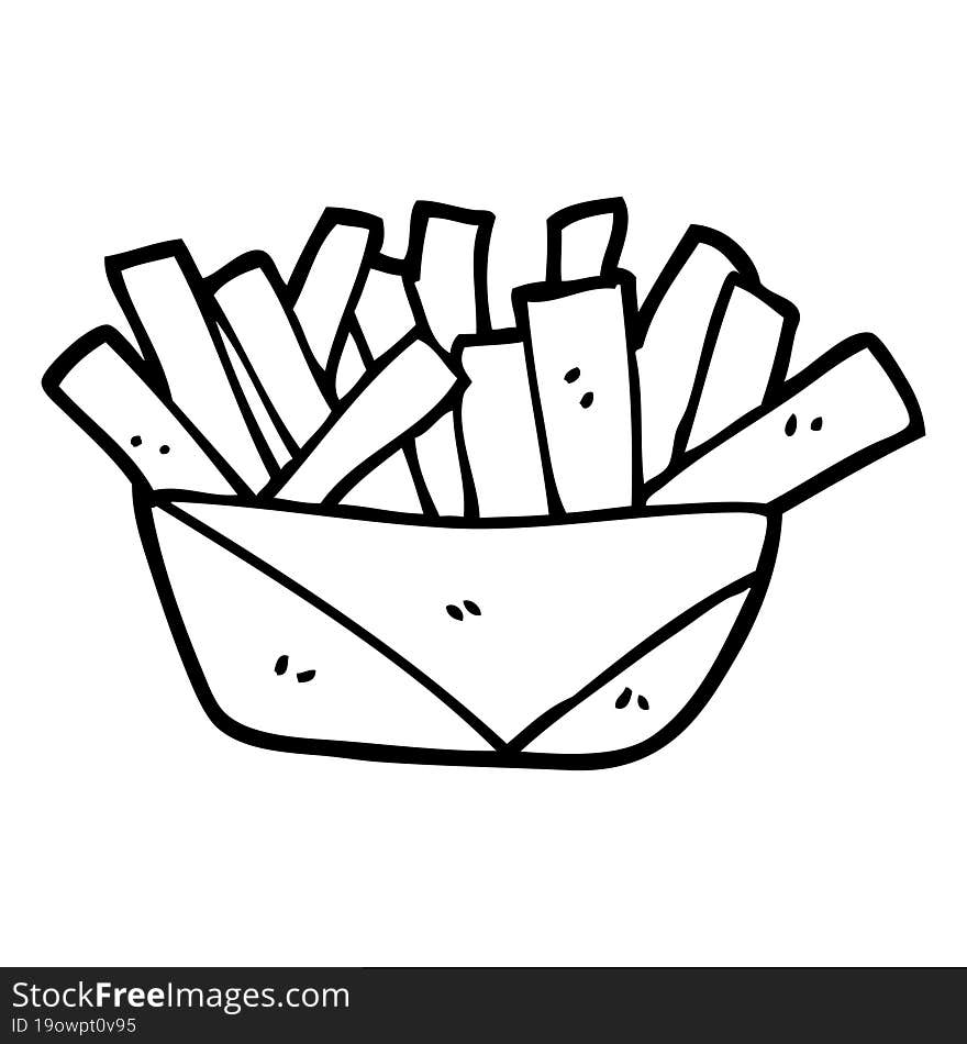 Black And White Cartoon French Fries