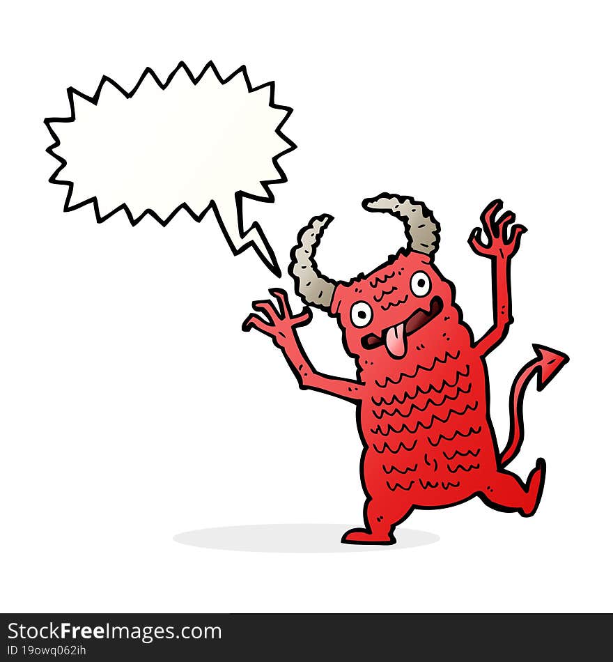 cartoon demon with speech bubble