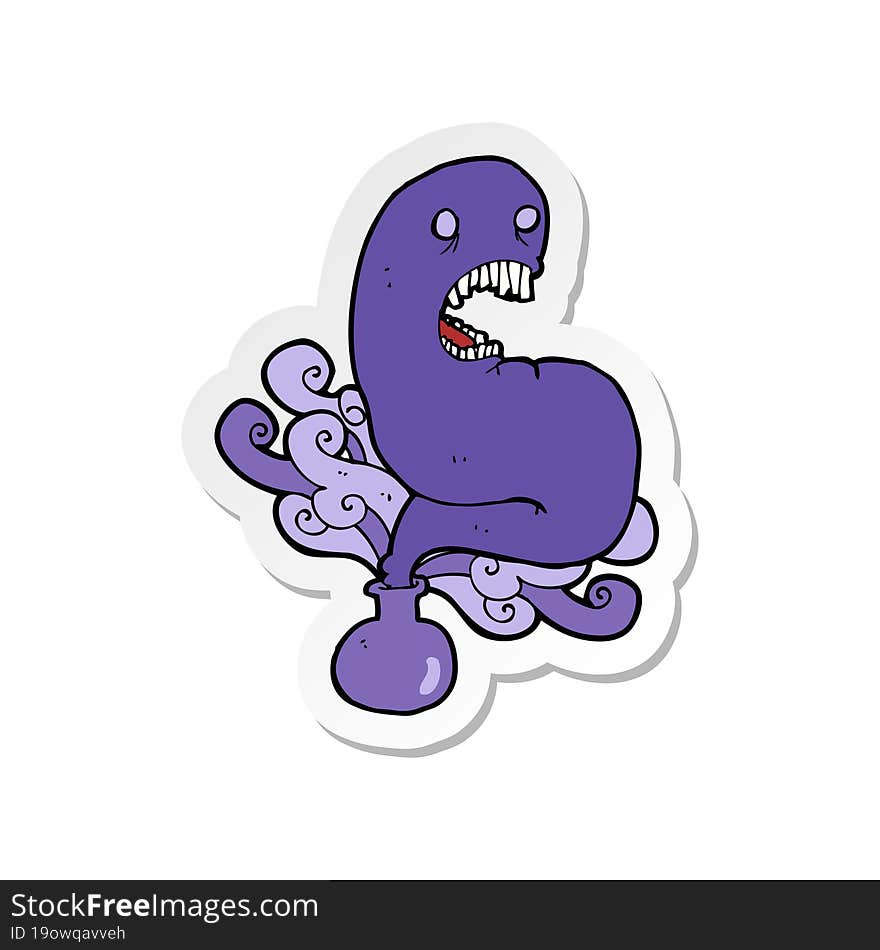 sticker of a cartoon halloween ghost in bottle