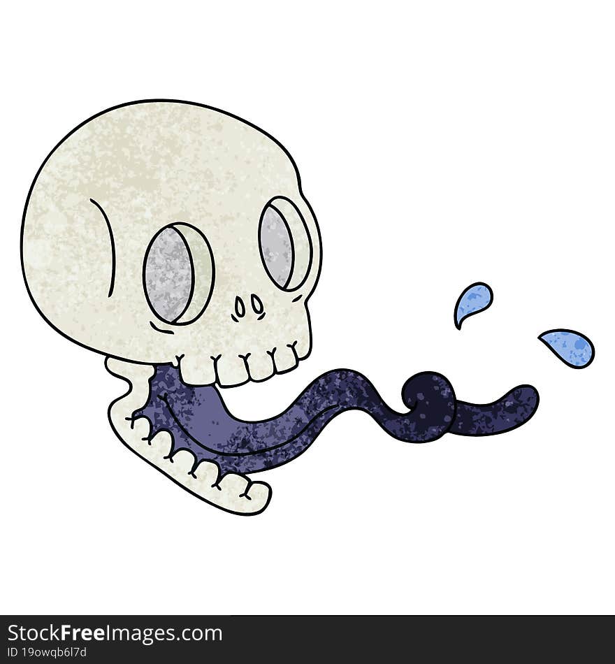 quirky hand drawn cartoon skull