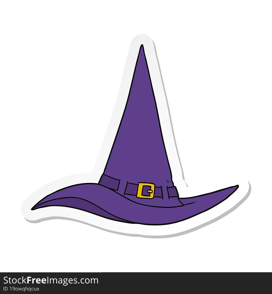 sticker of a cartoon witch hat