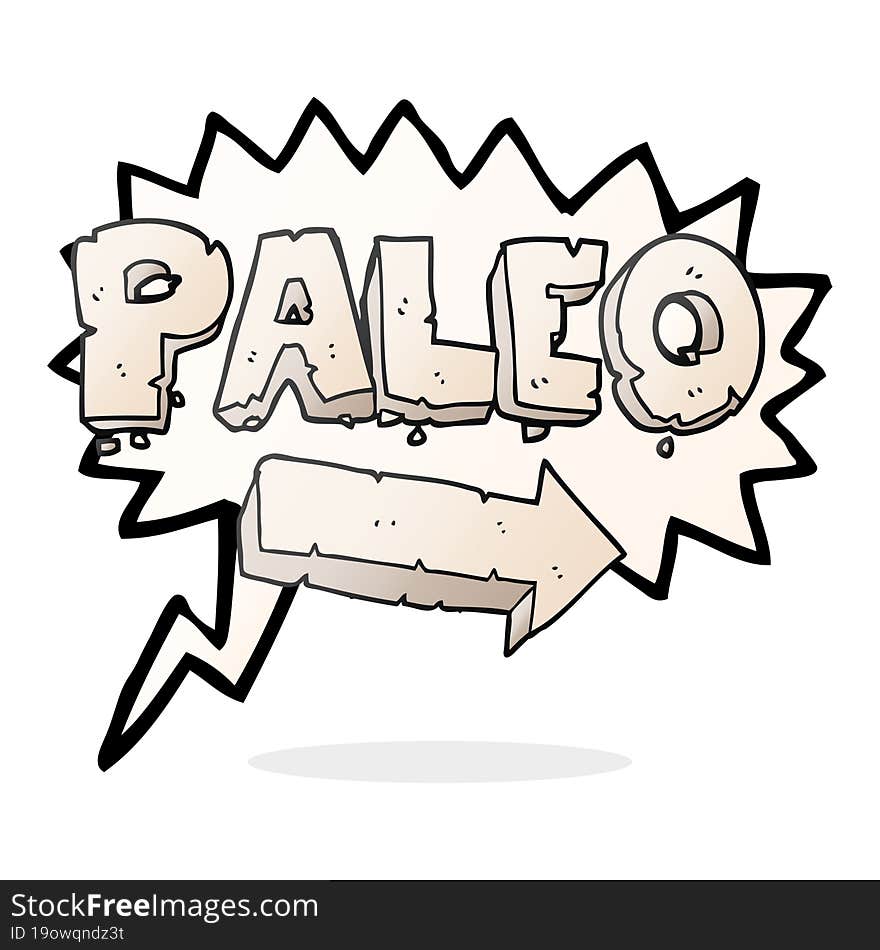 speech bubble cartoon paleo diet pointing arrow