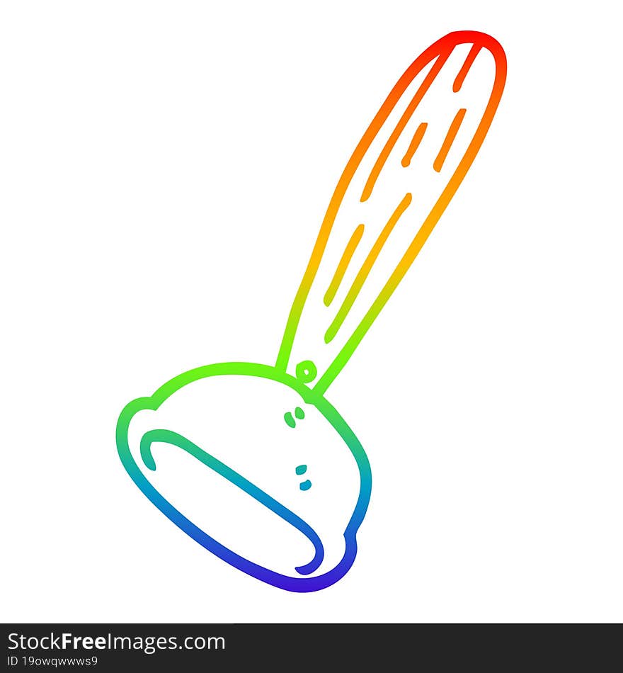 rainbow gradient line drawing cartoon toilet plunger