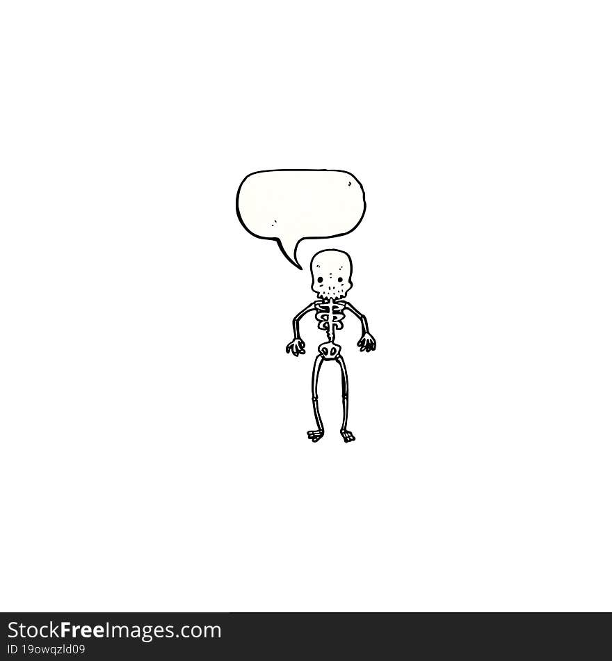 cartoon skeleton with speech bubble