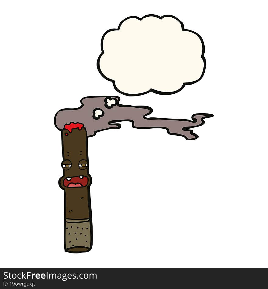 cartoon cigar character with thought bubble