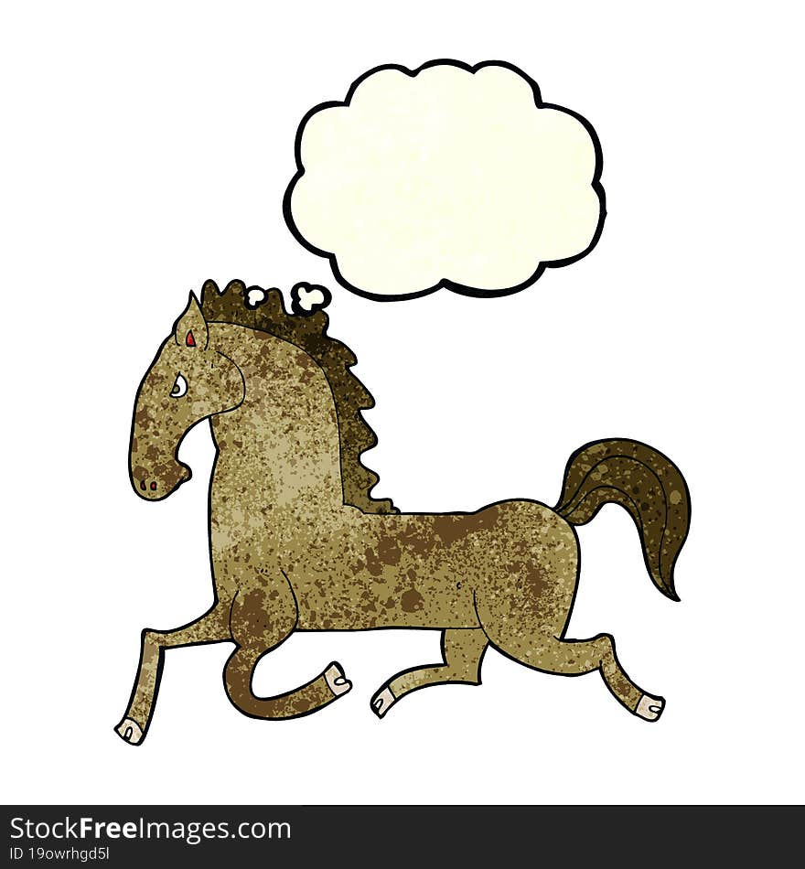 Cartoon Running Horse With Thought Bubble