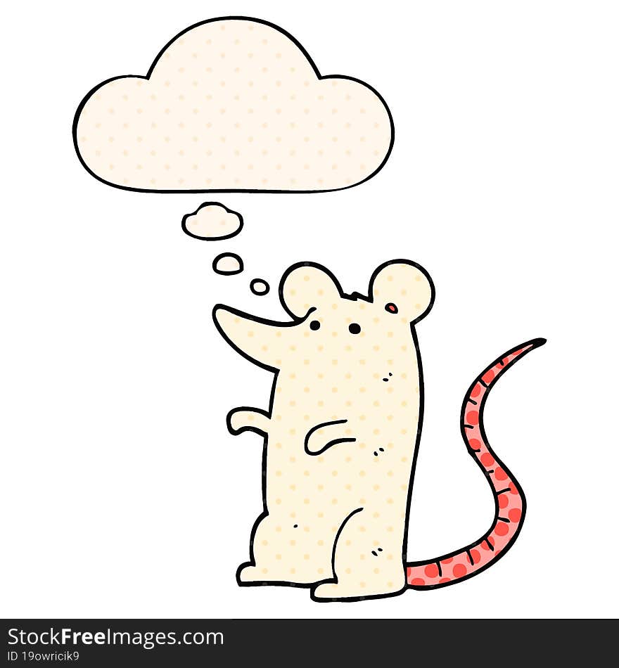 cartoon rat with thought bubble in comic book style