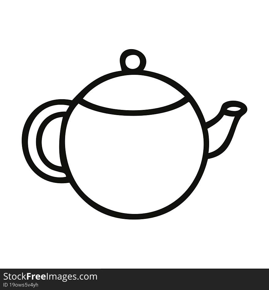 line drawing cartoon red tea pot