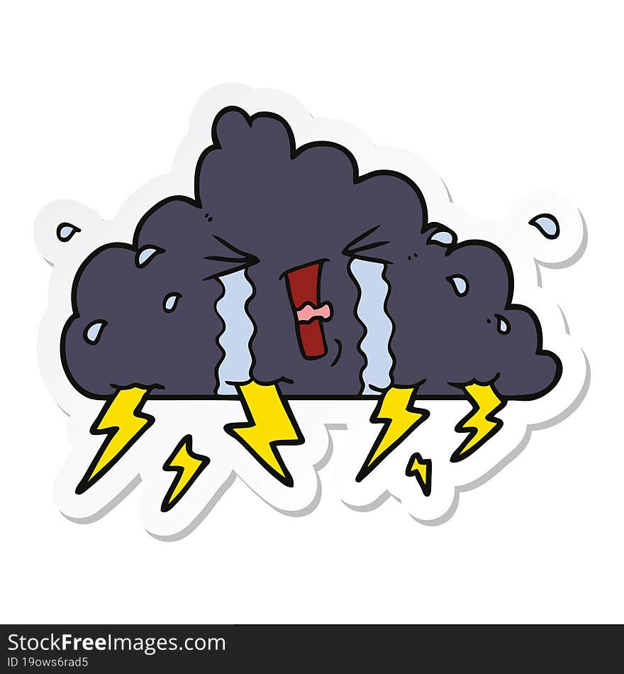 sticker of a cartoon thundercloud