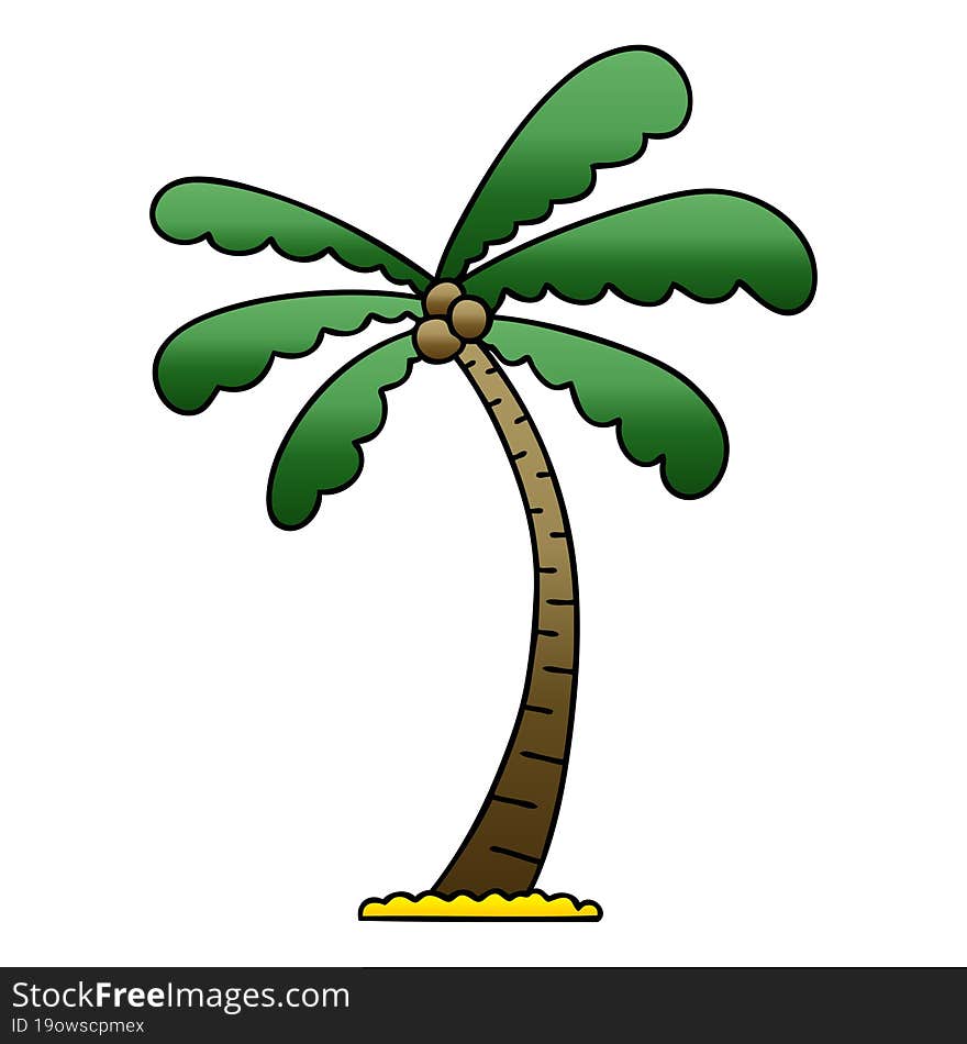 gradient shaded quirky cartoon palm tree. gradient shaded quirky cartoon palm tree