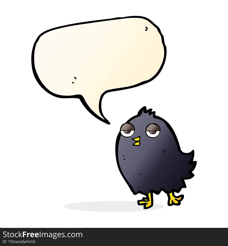 funny cartoon bird with speech bubble