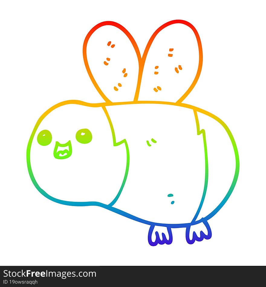 rainbow gradient line drawing cartoon bee