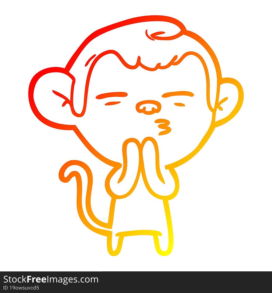 warm gradient line drawing cartoon suspicious monkey