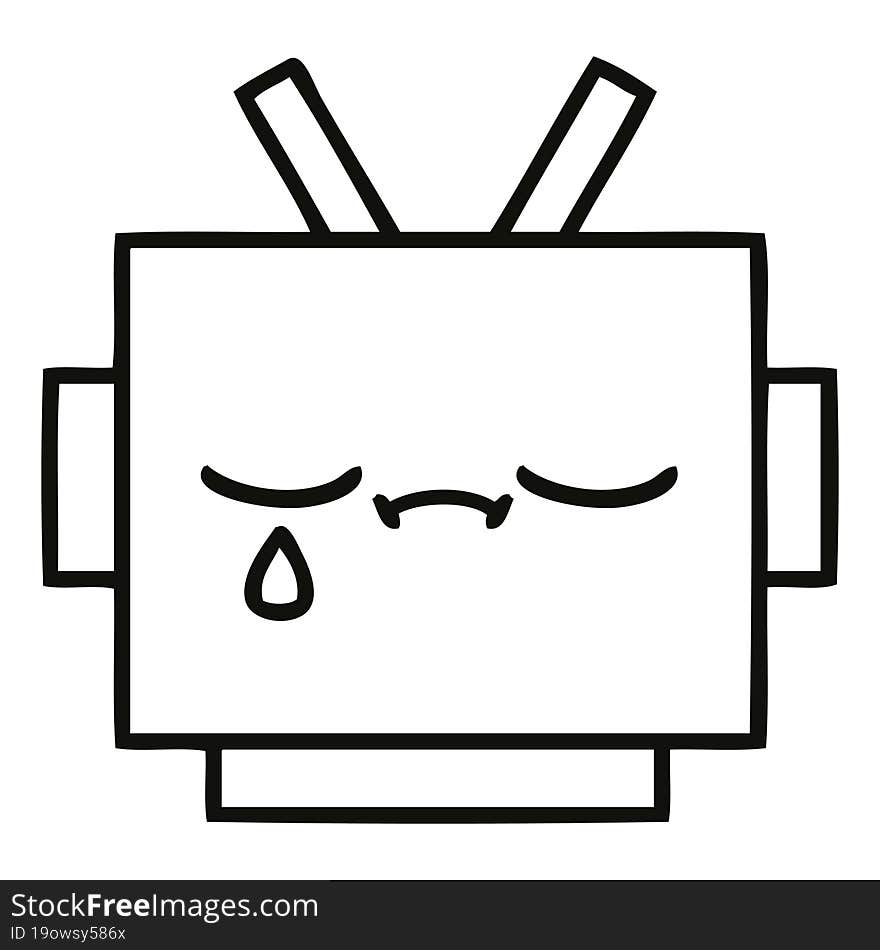 line drawing cartoon robot head