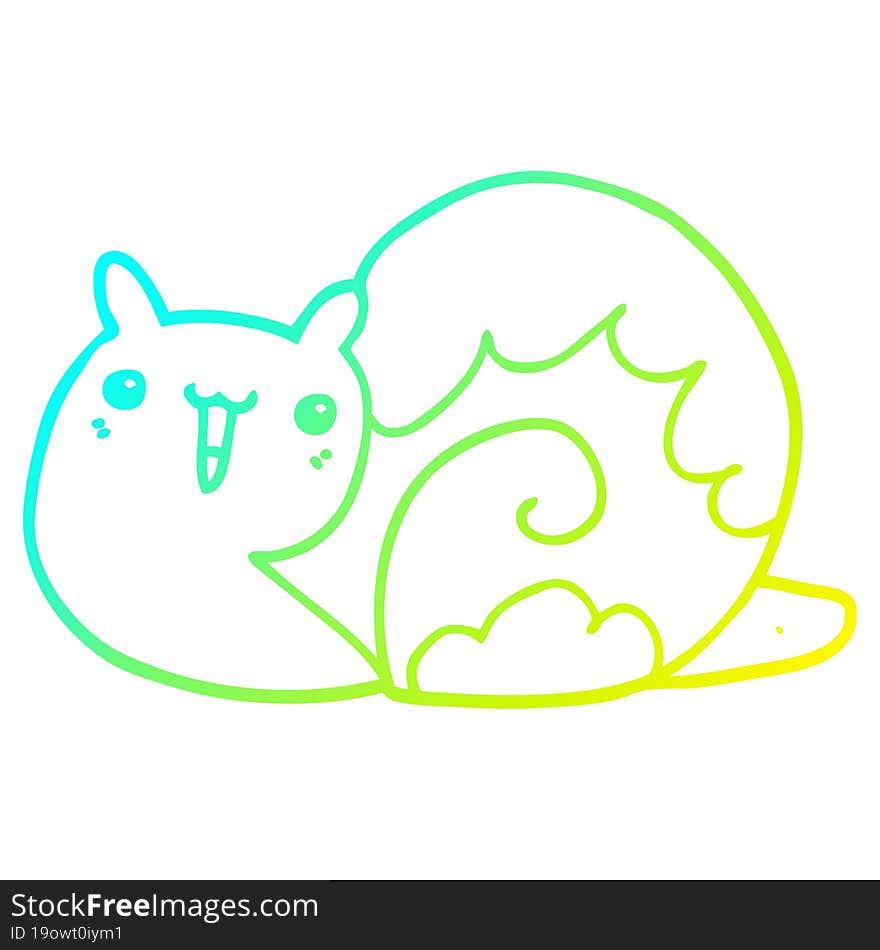 cold gradient line drawing cute cartoon snail