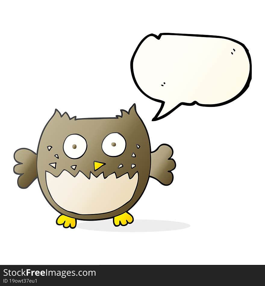 freehand drawn speech bubble cartoon owl