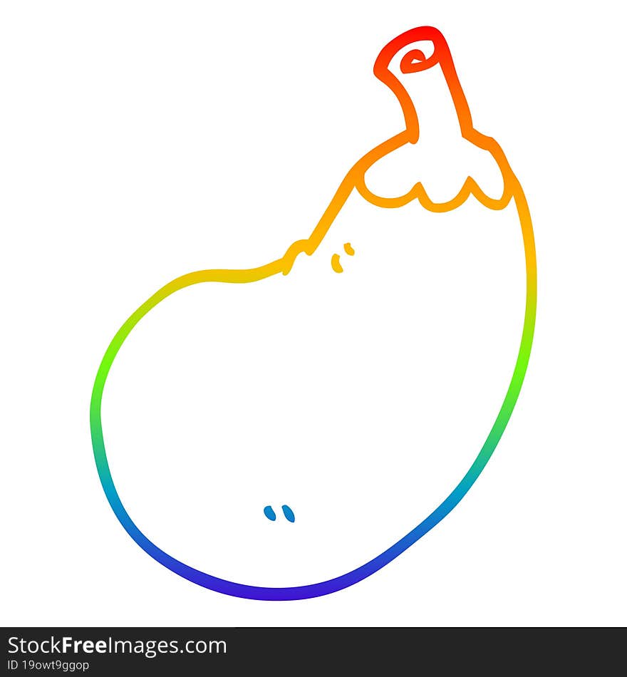 rainbow gradient line drawing of a cartoon eggplant