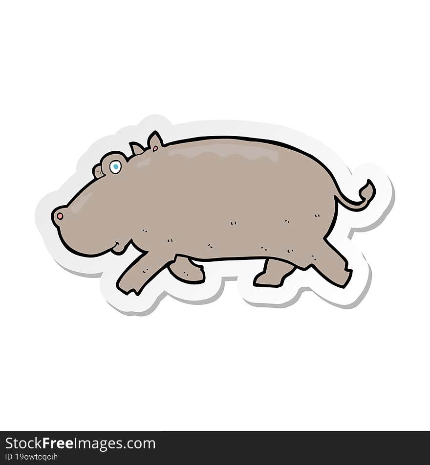 sticker of a cartoon hippopotamus