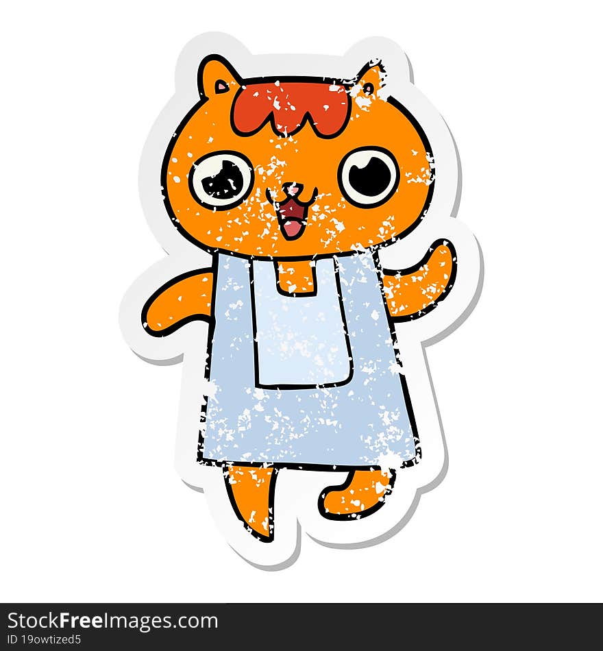 Distressed Sticker Of A Cartoon Cat