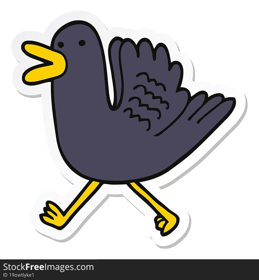 sticker of a cartoon duck running