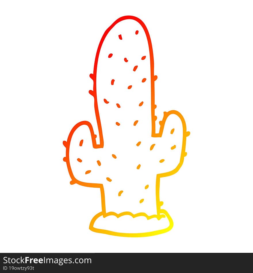 warm gradient line drawing cartoon cactus