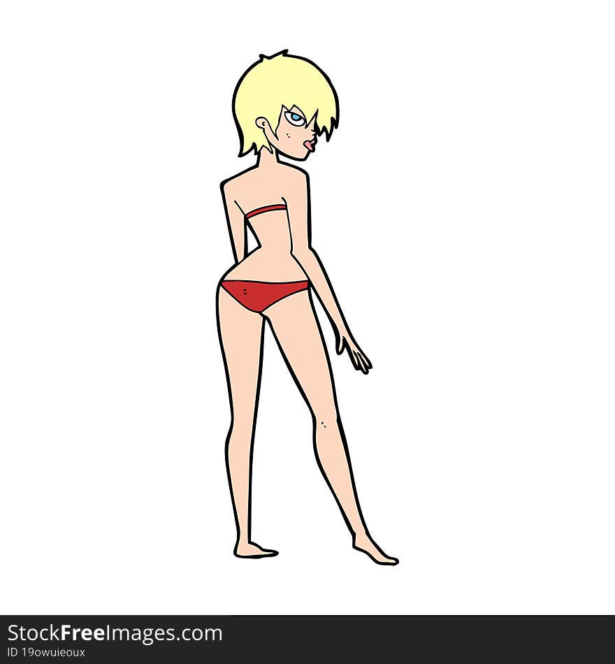 cartoon woman in bikini