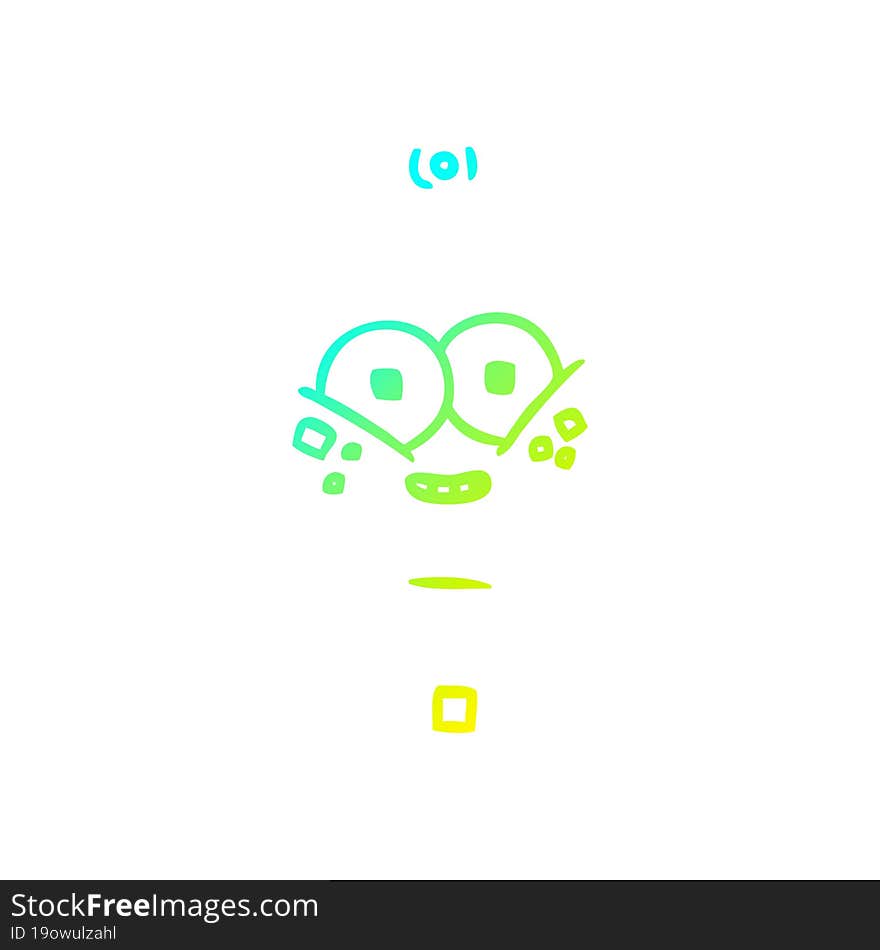 cold gradient line drawing happy energized cartoon robot