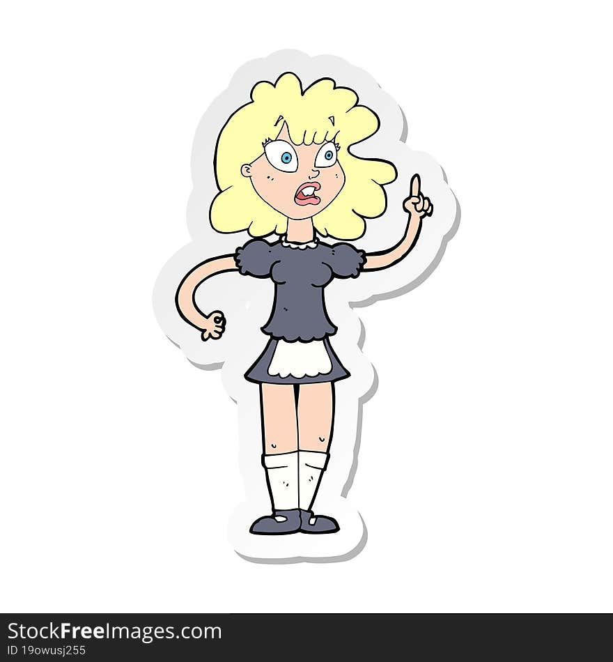 sticker of a cartoon worried maid