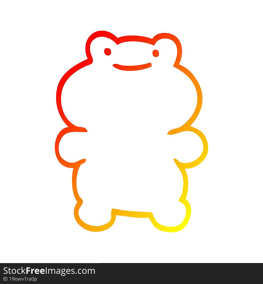 warm gradient line drawing cartoon frog