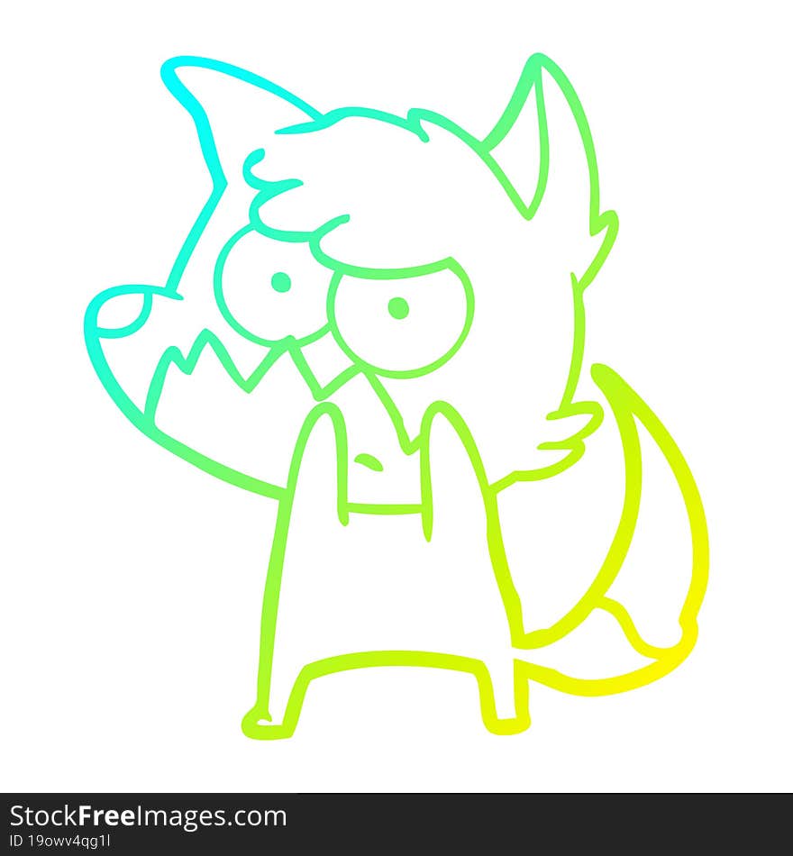 Cold Gradient Line Drawing Cartoon Annoyed Fox