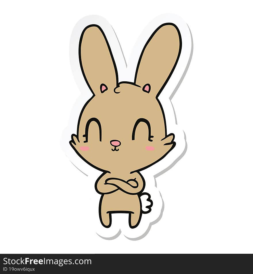 sticker of a cute cartoon rabbit