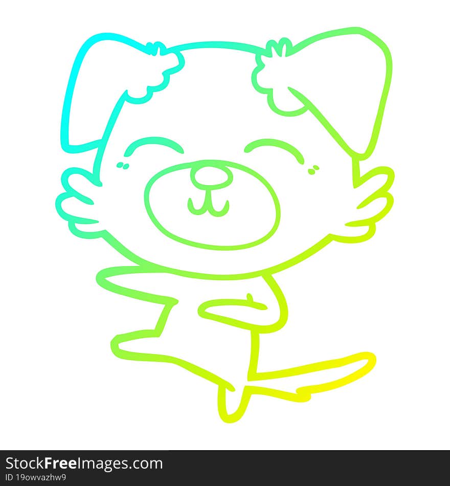 cold gradient line drawing cartoon dog kicking