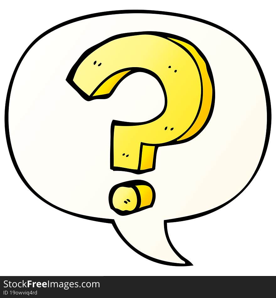 Cartoon Question Mark And Speech Bubble In Smooth Gradient Style