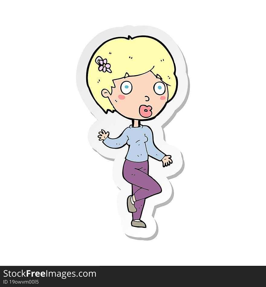 sticker of a cartoon suprised woman