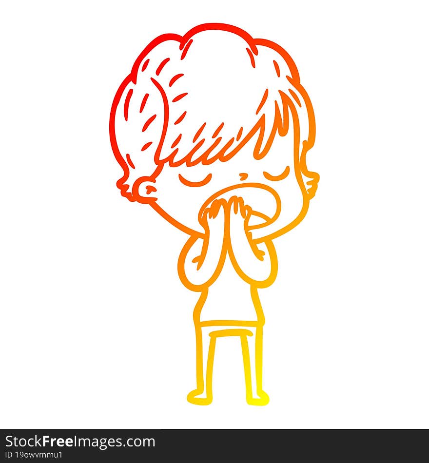 warm gradient line drawing cartoon woman talking