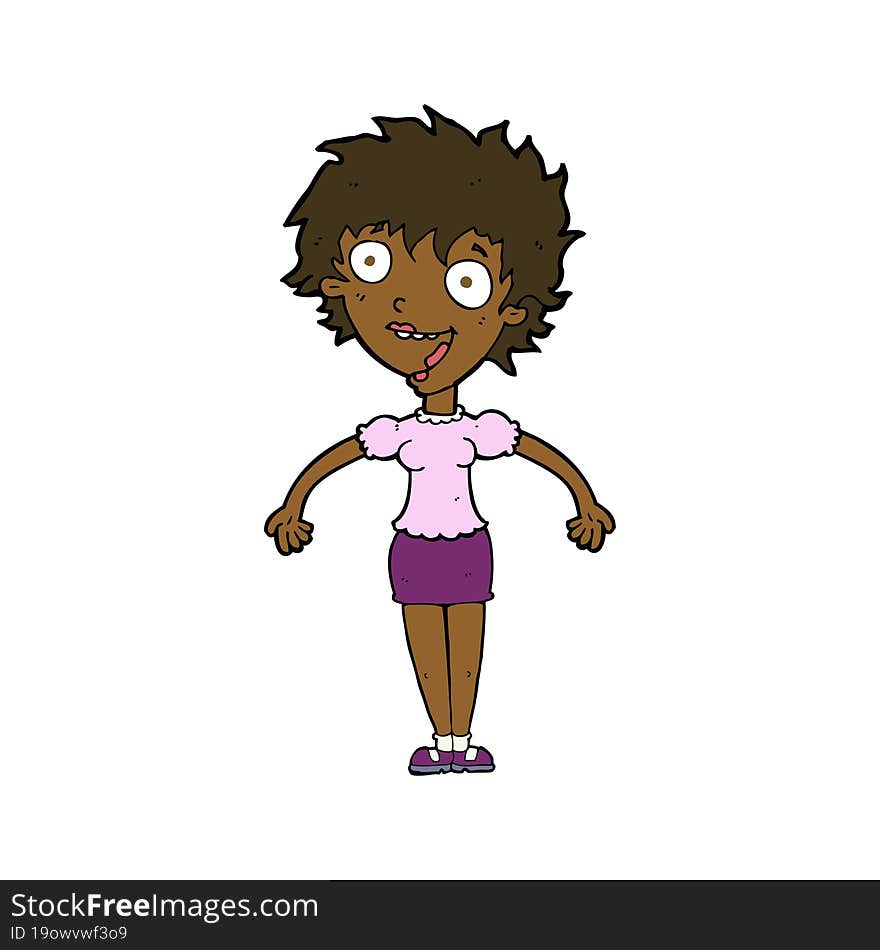 cartoon excited woman