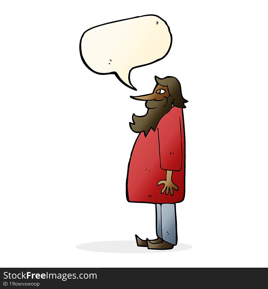 Cartoon Bearded Old Man With Speech Bubble