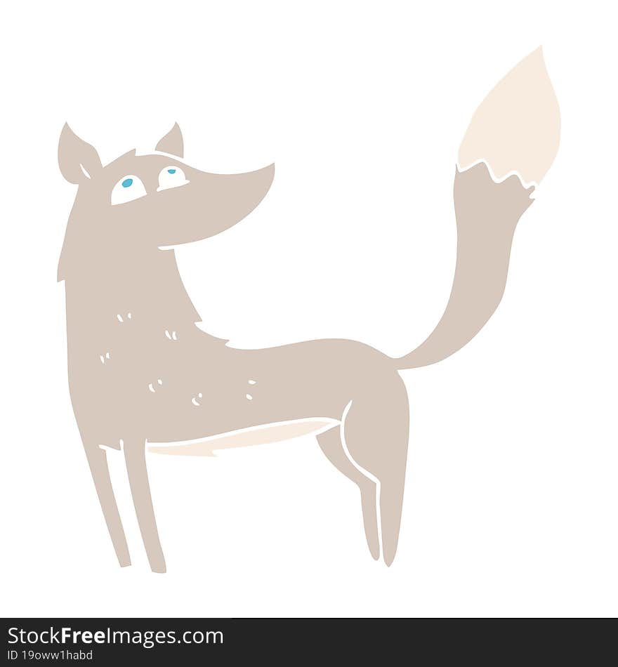 flat color illustration of a cartoon wolf