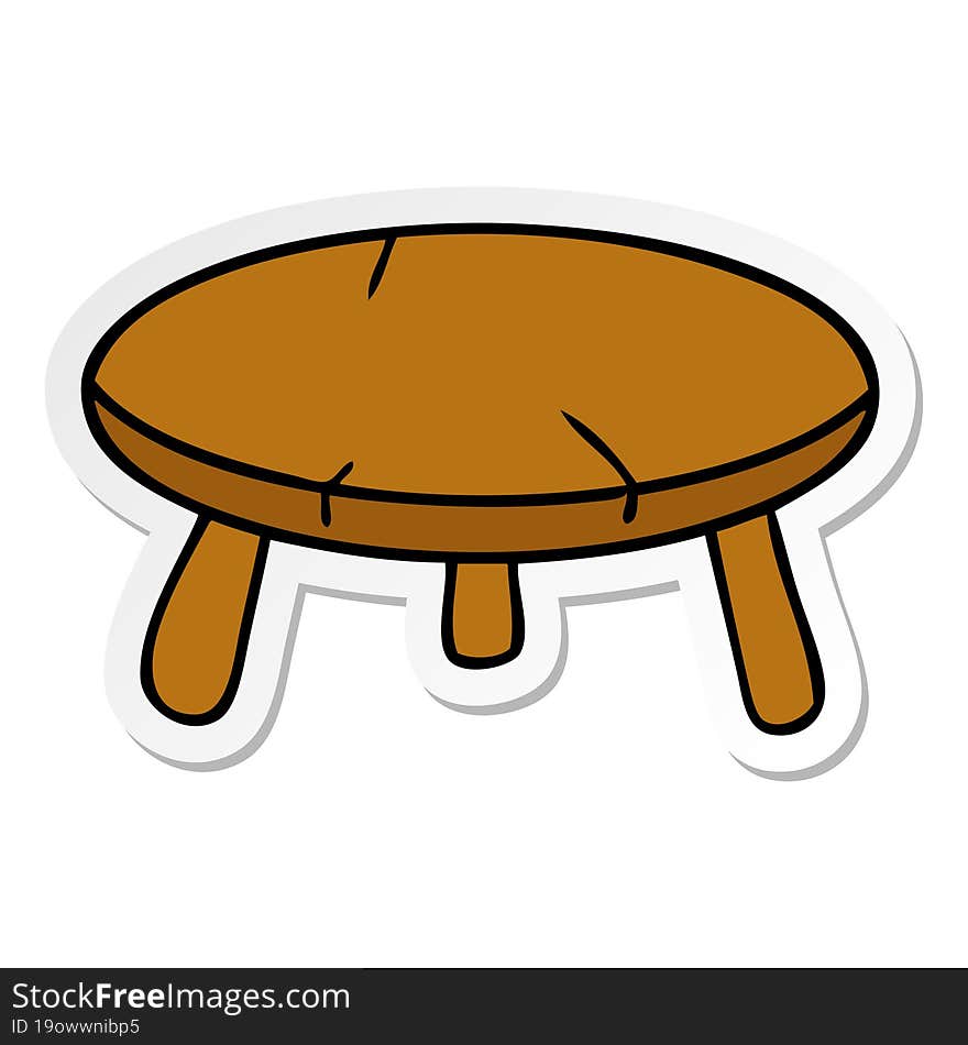 sticker cartoon doodle of a wooden stool