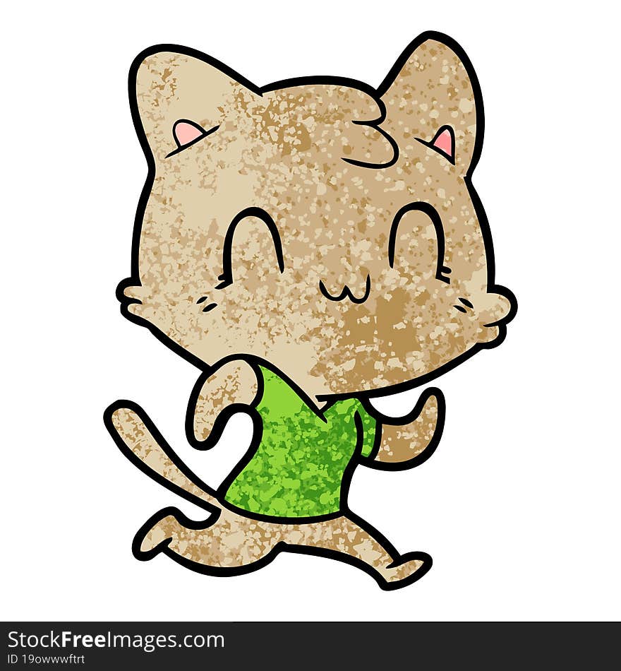 cartoon happy cat running. cartoon happy cat running