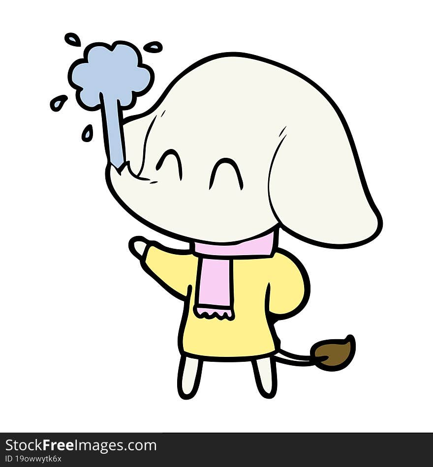 cute cartoon elephant spouting water. cute cartoon elephant spouting water